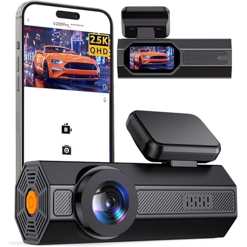 Dash Cam Front 2.5K: VEEMENT Mini Dash Cam for Cars, 1440P Car Camera with APP, 1.47" Display Dashcam, WiFi Dash Cam with WDR Night Vision, 24 Hours Parking Monitor Dashcams, 170°Wide, G-Sensor