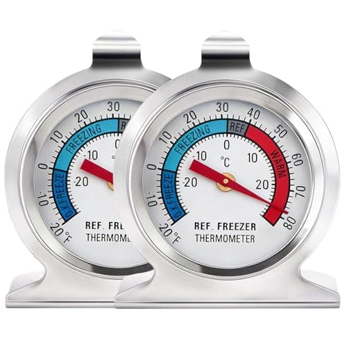 2 Pack Refrigerator Thermometer, Large Dial Freezer Thermometer with Dual-Scale for Freezer Refrigerator Fridge Temperature Cooler