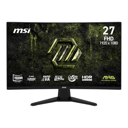 msi MAG MAG 274CF E20 27-inch 1920 x 1080 (FHD) Gaming Monitor, 200Hz, Adaptive-Sync, HDMI, DisplayPort, VESA Mountable, Tilt, Height Adjustable, Speaker, 0.5ms, Black