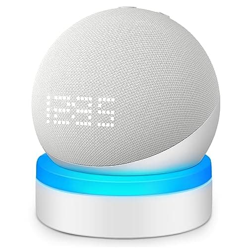 ZUOLACO Table Stand for Echo Dot 5th Generation, Desktop Holder Mount Base for Echo Dot 4th & 5th Gen, Built-in Cable Management and Light Guide, Make Dot More Noticeable, White