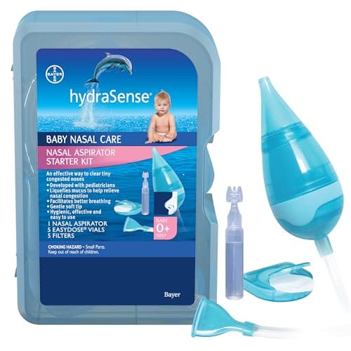 hydraSense Baby Nasal Aspirator, Baby Nasal Care, Gently Relieves Congestion in Babies, Non-medicated, With 100% Natural Source Seawater, Preservative-Free, 1 Kit