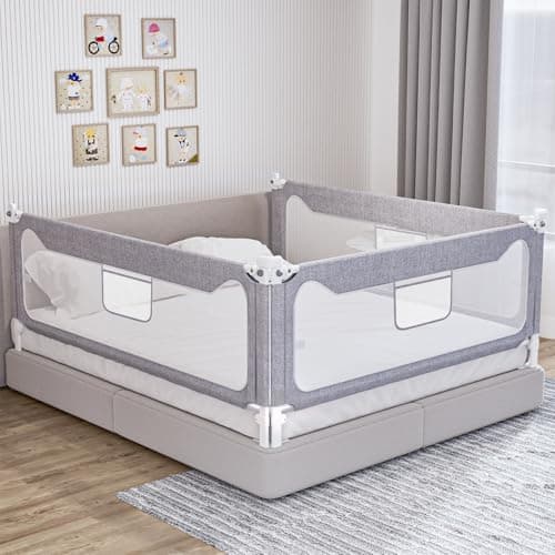 3 Pack Bed Rails for Toddlers, Upgrade Baby Bed Rail Guard Height Adjustable Specially Designed for Queen Size Bed (2 Sides 78.7" + 1 Side 60")