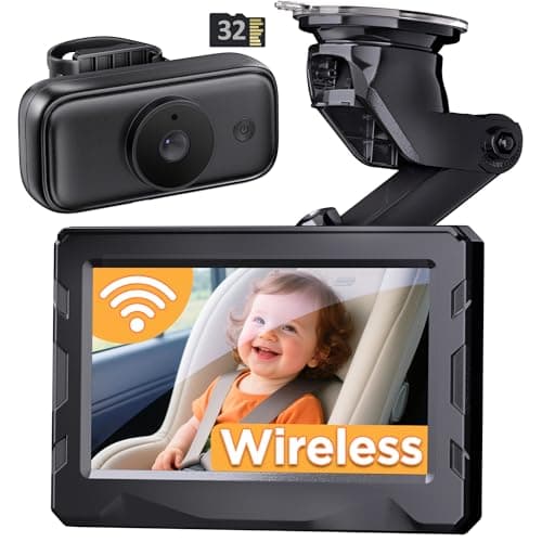 Wireless Baby car Camera, 40 Hours Battery Life & 940mn Night Vision, Car Baby Monitor no WiFi Needed, 1080P Video Record, 360° Adjustable, Rear Facing Back Seat Camera - Gifts for Newborn Essentials