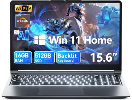 MELIUNA 15.6 Inch Laptop, Windows 11 Laptops with 16GB RAM 512GB SSD, AMD Ryzen 5 Processor (Up to 3.6GHz), Full-Featured Type-C, Backlit Keyboard, 7000mAh Battery, Business Student Notebook
