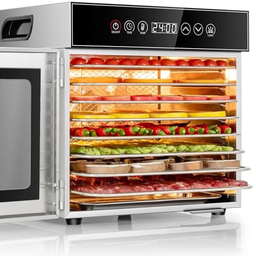 KWASYO Food Dehydrator Machine, 8 Trays ALL Stainless Steel, 360° Efficient Drying, 30~90℃ Temperature Control&24H Adjustable Timer, Dehydrator Food Dryer for jerky fruit,meats,vegetables
