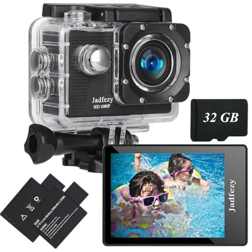 Action Camera FHD 1080P with 32GB Card, 98FT/30M Underwater Waterproof Camera with 2 Rechargeable Batteries, Wide Angle Sports Camera with Accessories Kit Suitable for Helmet, Bicycle, etc.