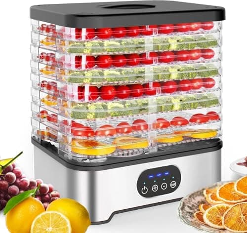 Homodoskey Food Dehydrator Machine, 8 Trays Free Trays Food Dryer, 72H Timer and 35-70°C Temperature Control, 400W Electric for Food and Jerky, Fruit, Herbs, Meat, Dog Treats