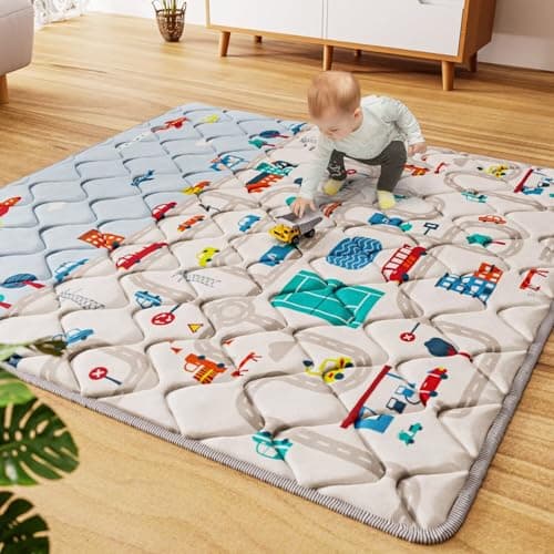 ieBabay Car Portable Baby Play Mat 50x50, Thicker Soft Premium Foam, Non-Slip Cushioned Baby Crawling Mat, Waterproof, Multicolor