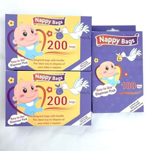 300 Count Baby Disposable Diaper Bags Disposable Diaper Pail Plastic Bags, Value Pack Diaper Sacks with Powder Scented for Diaper Disposal or Pet Waste