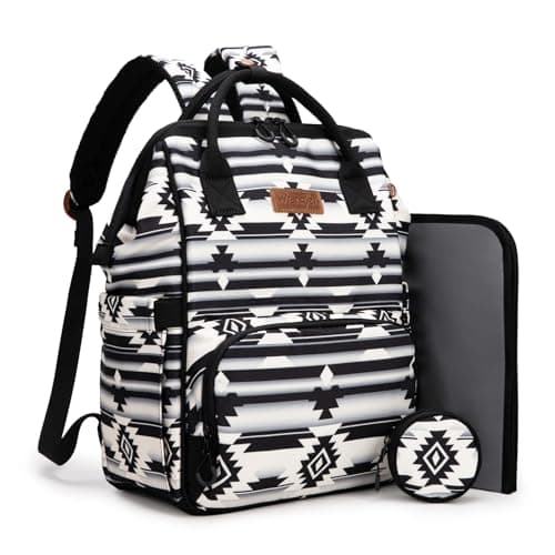 Wrangler Aztec Diaper Backpack Baby Bag Casual Daypack Travel Backpack Western Multi-Function Bags WG2204-9110BK