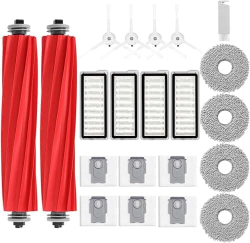 Accessories Kit for Roborock Qrevo S/Qrevo MaxV/Qrevo Pro【Not for Q Revo and Max】 Robtic Vacuum Cleaner,2 Main Brush Roller,4 White Side Brush,4 Hepa Filters,4 Mop Pads,6 Dust Bags