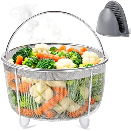 Steamer Basket for Cooking, Stainless Steel Mesh Strainer Insert for 6 qt 8 qt Instant Pot Accessories, Metal Steam Basket with Easy Lift Handle Essential Kitchen Accessory for Healthy Cooking