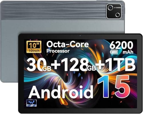 2026 Latest Tablet,10.1" Android 15 Tablet with Octa-core Processor 30GB RAM 128GB ROM HD IPS Touchscreen, Wi-Fi 6, BT 5.4, Dual Camera, Android Tablets