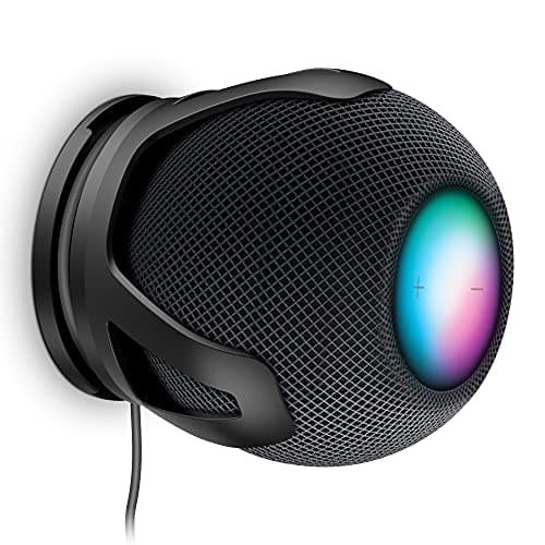 PlusAcc Wall Mount Holder for Homepod Mini - Stand Holder Compatible with Homepod Mini with Cord Management, Space Saving Accessories, No Muffled Sound (Black)