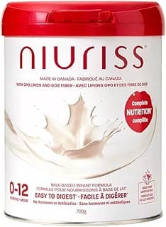 Niuriss Infant Formula - Made in Canada - Complete Nutrition* with OPO Lipids, GOS fiber, and Canadian milk (No Hormones and No Antibiotics) - 0-12 months, 700g