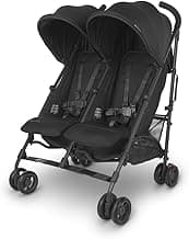UPPAbaby G-Link V2 Double Umbrella Stroller/Lightweight Design/One-Step Fold + Recline/XL Basket + Canopy/Cup Holder Included/Jake (Black/Carbon Frame)