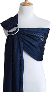 Adjustable Baby Water Ring Sling Baby Carrier Infant Wrap with Aluminum Ring Best Baby Gift One Size Fit All Blue