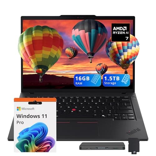 Lenovo ThinkPad T14 Gen 6 14" WUXGA Laptop, AMD Ryzen AI 7 350, 16GB DDR5, 1.5TB Storage(512GB SSD+1TB Docking Station Set), AMD Radeon 860M Graphics, Backlit Keyboard, Copilot+ PC, Win 11 Pro, Black