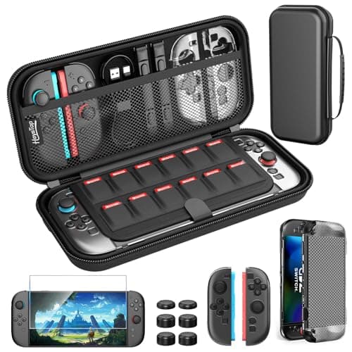 HEYSTOP Switch 2 Case for Nintendo Switch 2, Protection for Nintendo Switch 2 Accessories Cover for Switch 2 with Tempered Glass Screen and Thumb Covers Grips
