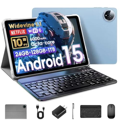 Android 15 Tablet 10 Inch, 24GB RAM+128GB ROM/1TB Expandable T615 Octa-core