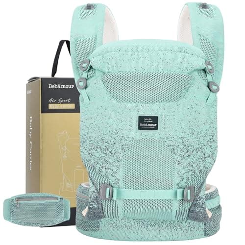Bebamour Baby Carrier Adjustable Baby Wrap Carrier 3-in-1 Baby Carrier Front and Back Carry (Green)