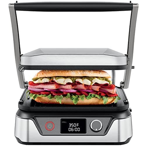 Chefman 5-in-1 Digital Panini Press and Sandwich Maker, Griddle Combo With Reversible Dishwasher-Safe Plates, Opens 180 Degrees for Indoor BBQ or Flat Top Grill