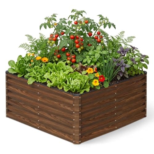 SnugNiture Galvanized Raised Garden Bed 4x4x2FT Outdoor Large Metal Planter Box Steel Kit for Planting Vegetables, Flowers