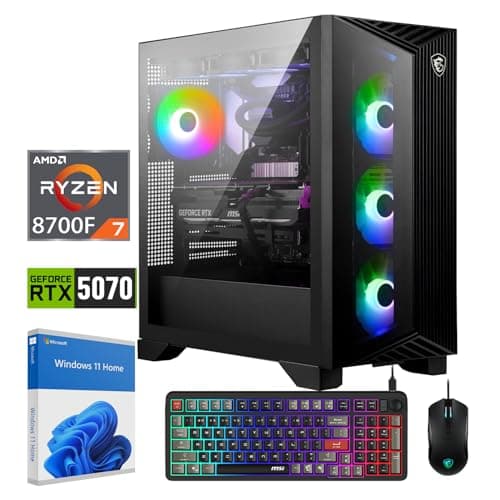 MSI Aegis Z2 Gaming Desktop, AMD Ryzen 7 8700F, GeForce RTX 5070, 32GB DDR5 Memory, 1TB NVMe SSD, Wi-Fi 6E, BT 5.3, Windows 11 Home, A8NVP-1447US