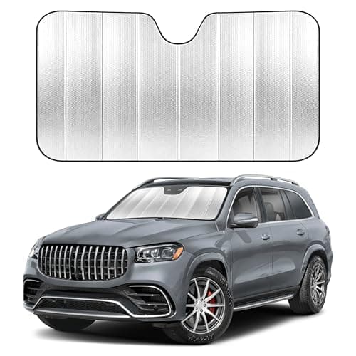 EcoNour Accordion Car Windshield Sun Shade | Sun Visor for SUVs & Pickups | Reflective Car Front Window Shades | Double Foldable | Car Sun Blocker Shades Protects UV Rays & Heat | Medium (58" x 28")