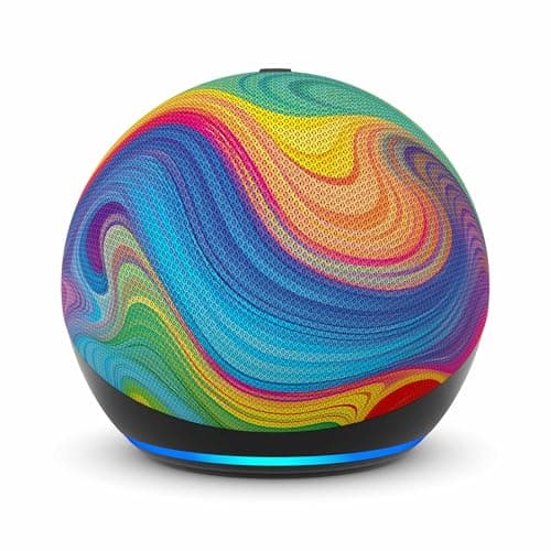 Amazon Echo Dot Kids with Alexa (newest model), Designed for kids, with parental controls, Includes 1 Year of Amazon Kids+, Designed for Alexa+, Rainbow Swirl