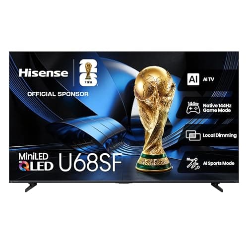 Hisense 55U68SF - 55" Hi-QLED 144Hz Mini-LED Fire TV, Quantum Dot Technology, 1000 Nits, Anti-Reflection, Wide Color Gamut, MEMC, Dolby Vision IQ, Dolby Gaming, HDR Gaming Mode (2026 Model)