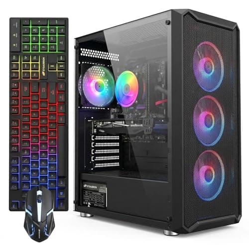 STGAubron Gaming Desktop PC, Intel Core i7 8th Gen up to 4.1G, GeForce RTX 3060 Ti 8G, 16G DDR4, 1T SSD, WiFi 6, BT 5.0, RGB Fan x 4, Windows 11 Home