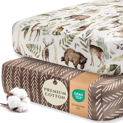 Pobibaby - 2 Pack Premium Fitted Baby Girl Crib Sheets for Standard Crib Mattress - Ultra-Soft Cotton Blend, Safe and Snug, and Stylish Floral Crib Sheet (Wildlife)