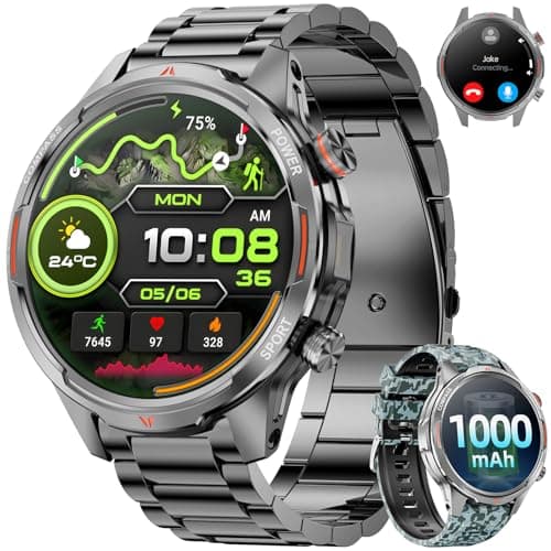 Smart Watches for Men(Answer/Make Calls), 1.7" HD Military Smartwatch with 100-Day Battery, Compass, Flashlight, 24/7 Heart Rate, SpO2 Monitor, Sleep Tracker, 110+Sports Smartwatch for Android iOS