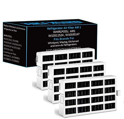 Fresh Flow Refrigerator Air Filter Replacement for Whirlpool W10311524, W10335147, 2319308 Filter for Air1, W10315189 For kitchenaid Refrigerator Air Filters, 3-PACK
