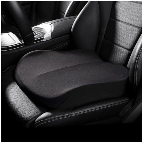 Car Seat Cushion, Memory Foam Driver Seat Cushion, Wedge Driving Seat Booster Pad for Short People Driving, Coccyx & Lower Back Pain Relief Seat Cushion for Car, Truck, Office Chair (Black)