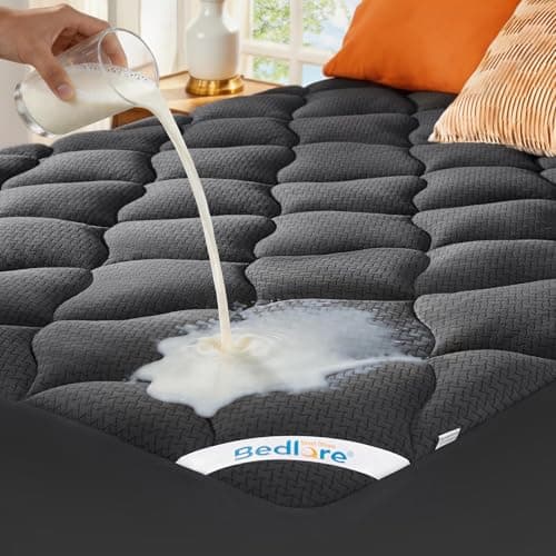 BEDLORE Waterproof Queen Mattress Pads with 6-18" inch deep Pocket Gray