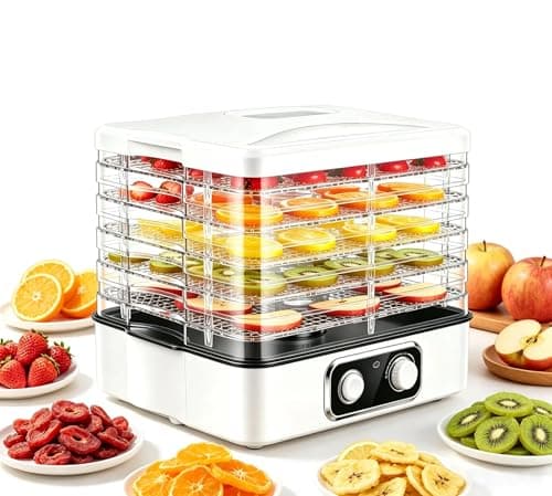 Food Dehydrator (95-158 °F), Temperature Adjustable, Dehydrator for Food, Meat, Fruits, Vegetables with 5 Stackable BPA-Free Trays, 360° Airflow, for Meat, Fruit, Pet Treats