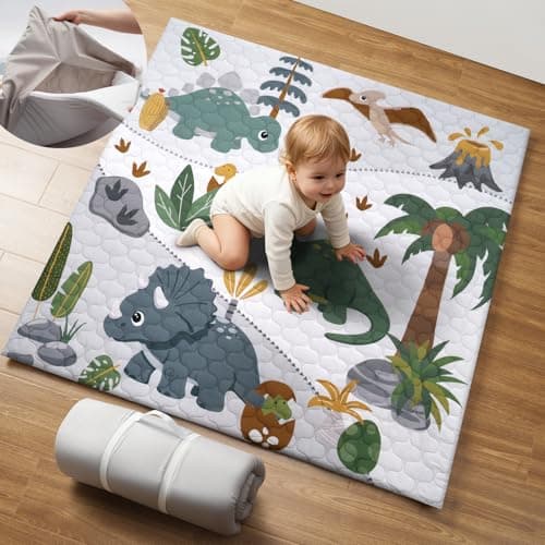 Miloey 2-in-1 Baby Play Mat Indoor & Outdoor, 50x50 Thick Foam Baby Mat with Waterproof Removable Cover for Playpen, Non-Slip Soft Playmat for Infants, Toddlers, Travel, Picnic & Camping