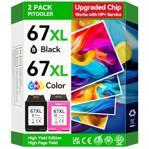 67XL Ink Cartridges Compatible for HP 67 Ink Cartridges Combo Pack Black Color Fit for Deskjet 2855e 4255e 2700 2755e 2734e 2842e 4255e 2827e 2723e 4155e 2742e Envy 6455e 6055e 6000 Printer