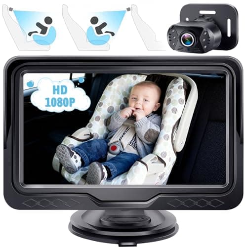 HD 1080P Baby Car Camera - Clear Day & Night Vision 5-Min Tool-Free Easy Setup - 150° Wide Angle Car Seat Camera Easily Check Baby Whole Body Condition Adjustable Display for Infants Newborn Kids