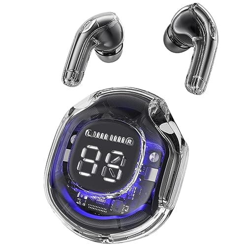 ACEFAST Wireless Earphones Bluetooth 5.3 Headphones LED Power Display Mini Crystal in-Ear Earbuds with Wireless Charging Case Touch Control Built-in Mic Headphone for Sports Waterproof Earphone