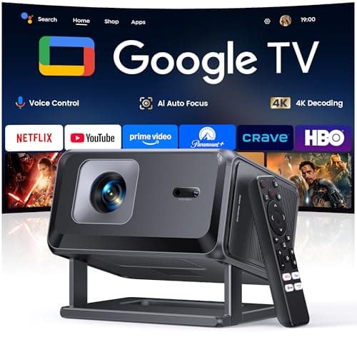Smart Projector 4K【Google TV 14.0 & Dolby】Short Throw Mini Projectors with Auto Focus & Keystone|Compatible with Netflix|HDR10,Portable Outdoor Projecteur with WiFi & Bluetooth for Movie/Home/Bedroom