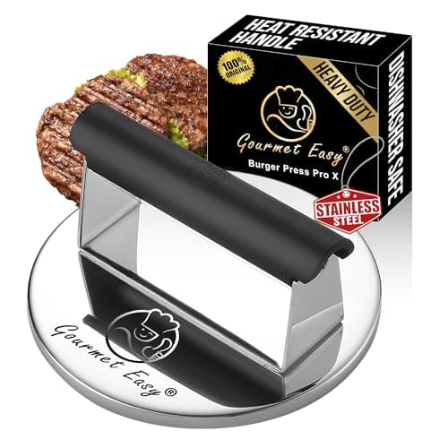 Smash Burger Press Stainless Steel, Burger Smasher for Griddle w/Heat Resistant Handle, Hamburger Press, Dishwasher Safe Grill Press for Griddle, Meat Press & Griddle Press for Flat Top Grill Cooking