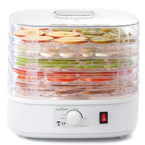 NutriChef Food Dehydrator Machine, Dehydrates Beef Jerky, Meat, Food, Fruit, Vegetables & Dog Treats, Great for at Home Use, Includes 5 Trays