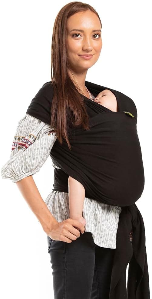 Boba Baby Wrap Carrier – Original Baby Sling Carrier for Newborns (7–35 lbs), Soft, Secure, Hands-Free & Ergonomic, Ideal for Comfortable Bonding, New Parents (Black)