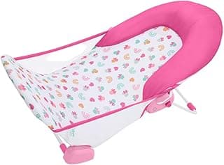Disney Baby Minnie Mouse Foldaway 2-Position Baby Bath Seat, Adjustable Support for Sink or Bathtub, Ages 0-6 Months up to 20 Pounds, Machine-Washable Sling, by Bright Starts