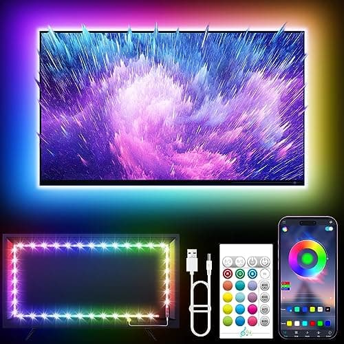 KANTUTOE TV LED Backlights Strip, 16.4ft LED Lights for 50-75 Inch TVs, RGB TV Lights Behind with Bluetooth APP and Remote Control, Music Sync LED Lights for TV USB Powered for Bedroom/Gaming