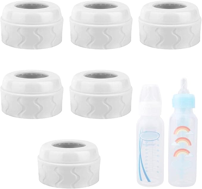 6pcs Replacement Bottle Nipple Collars Rings for Dr. Brown's Narrow Plastic & Glass Bottles 4oz & 8oz, No Leak BPA Free Caps Nipple Ring Collars Spill Proof Baby Feeding Parts Accessories (White)