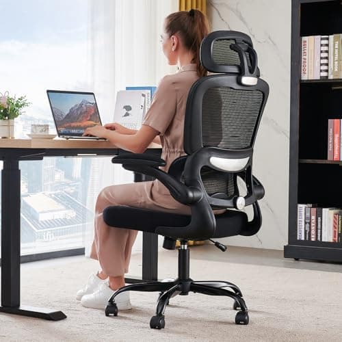 TRALT Office Chair Ergonomic Desk Chair, 330 LBS Home Mesh Office Desk Chairs with Wheels, Comfortable Gaming Chair, High Back Office Chair for Long Hours (Black)